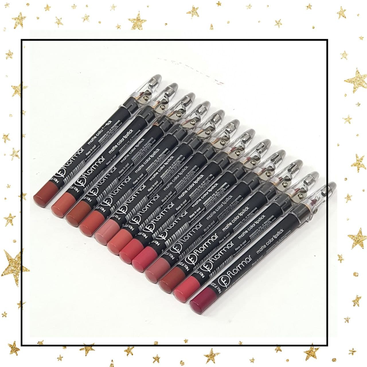 پک ۱۲تایی رژلب مدادی تراش دار فلورمار