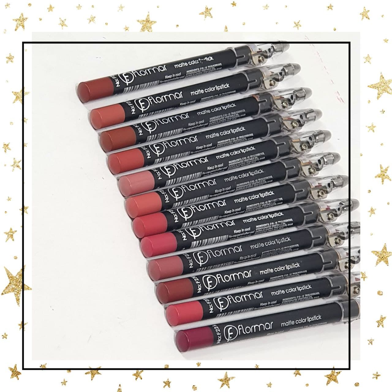 پک ۱۲تایی رژلب مدادی تراش دار فلورمار