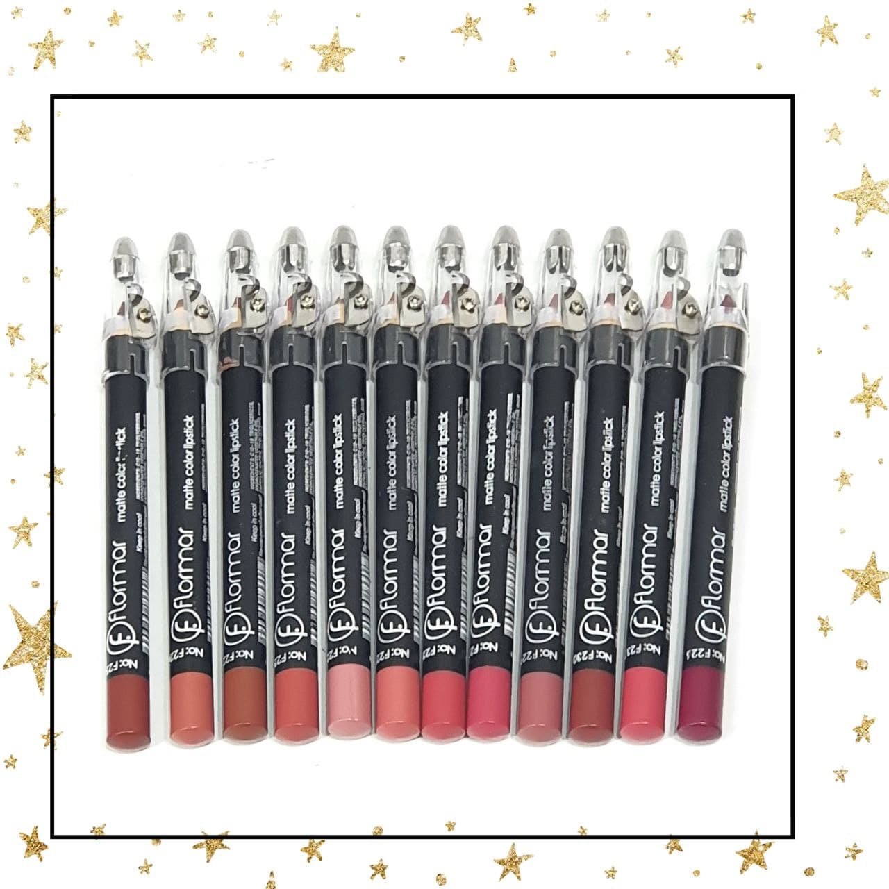 پک ۱۲تایی رژلب مدادی تراش دار فلورمار