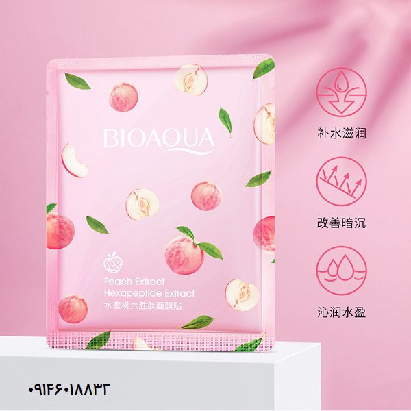 ماسک ورقه ای هلو بیوآکوا | Bioaqua Peach Extract Hexapeptide Facial Mask 25gr