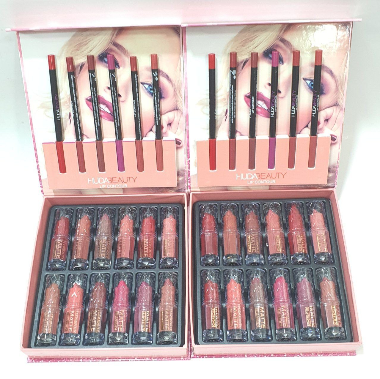 پک 12تایی رژلب و 6 عدد مداد لب هدی بیوتی