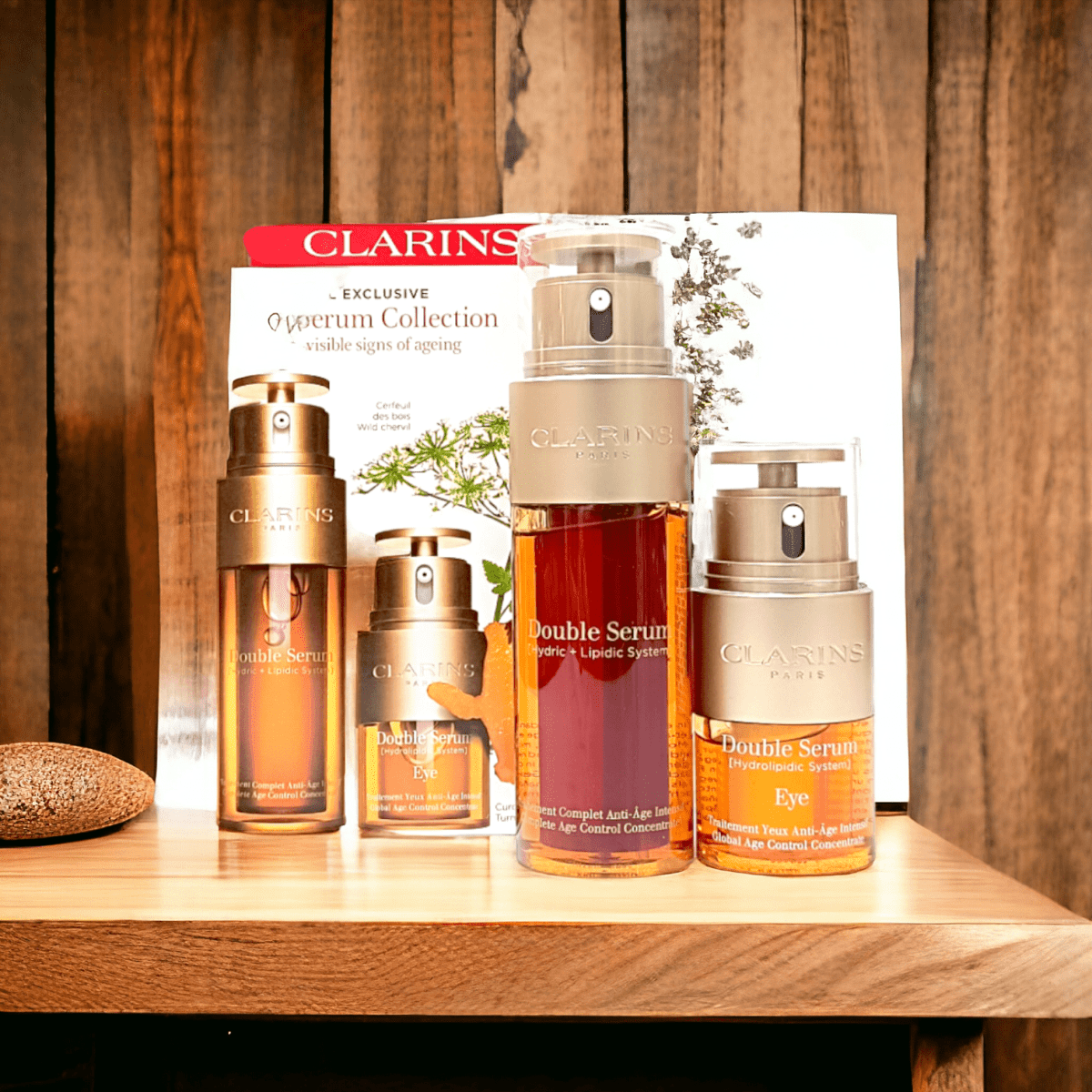 فروش ویژه ست سرم ضد چروک و دور چشم  دابل کلارنس Double Serum CLARINS حجم 50 میل و 20 میل